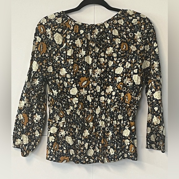 Universal Threads navy gold cream peplum style elastic waist blouse. size Small - Picture 10 of 15